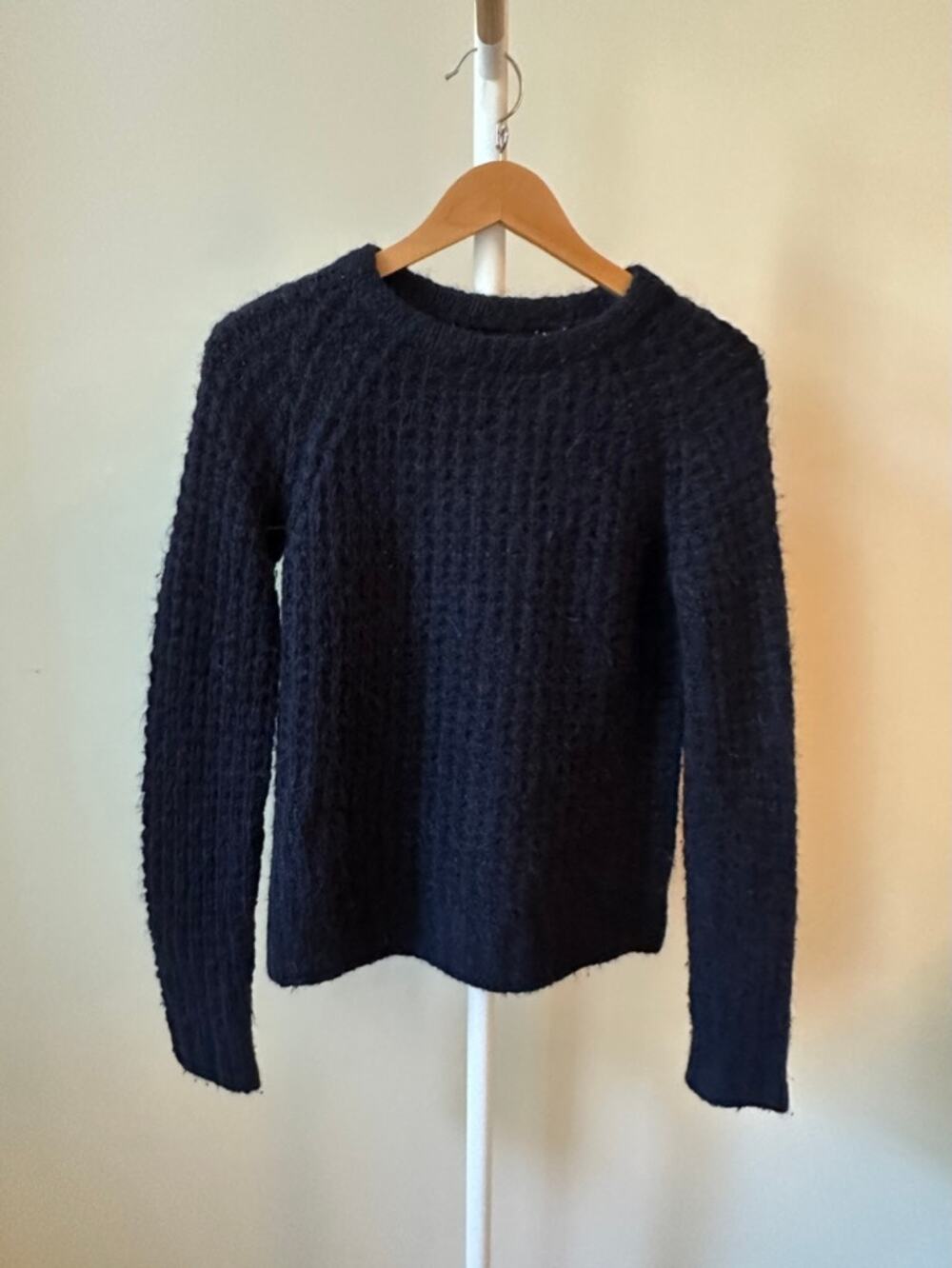 Maje Navy Alpaca Wool Textured Sweater, Size 1